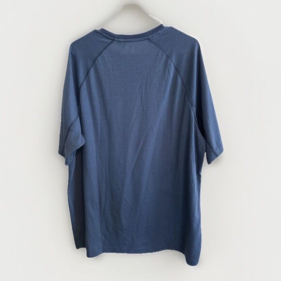 Toad & Co Toad Co Organic Cotton Short Sleeve Crew Tee Men XXL Blue Striped Soft - Picture 3 of 5